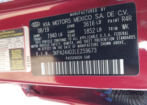 2020 Kia Rio S from USA, damaged, VIN 3KPA24AD2LE259673